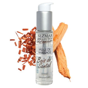 Huile de massage 100% naturelle au bois de santal - Apaisant pour le système nerveux et la fatigue