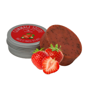 Gommage solide à la fraise et fraises des boi.s 100% naturel