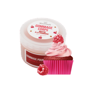 Gommage corporel à l'odeur sucrée de muffin à la framboise. 100% naturel